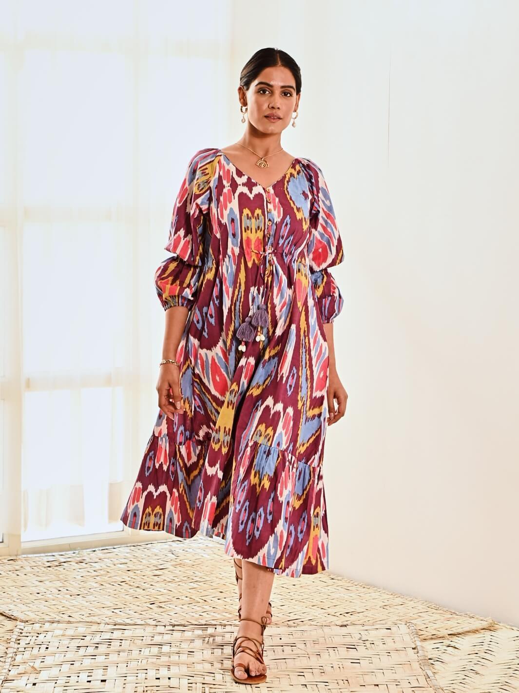 Atula - Ikat dress material | The Maggam Collective